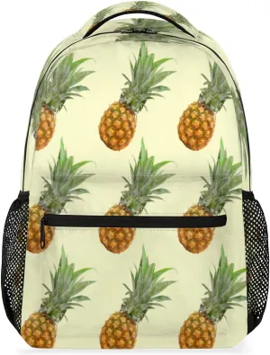 Bright Pineapple Travel Laptop Backpacks Lightweight Travel Hiking Camping Casual Daypack Backpack for Men Women Adults