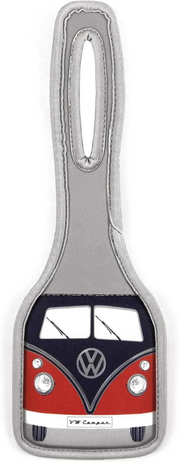 BRISA VW Collection - Volkswagen Suitcase Luggage Address Tag Travel Label with T1 Bus Campervan Design (Classic Bus/Red & Black)