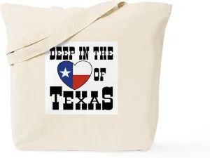 CafePress Deep In The Heart Of Texas Tote Bag Natural Canvas Tote Bag, Reusable Shopping Bag