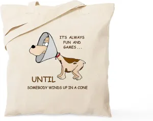 CafePress Dog Cone Tote Bag Natural Canvas Tote Bag, Reusable Shopping Bag
