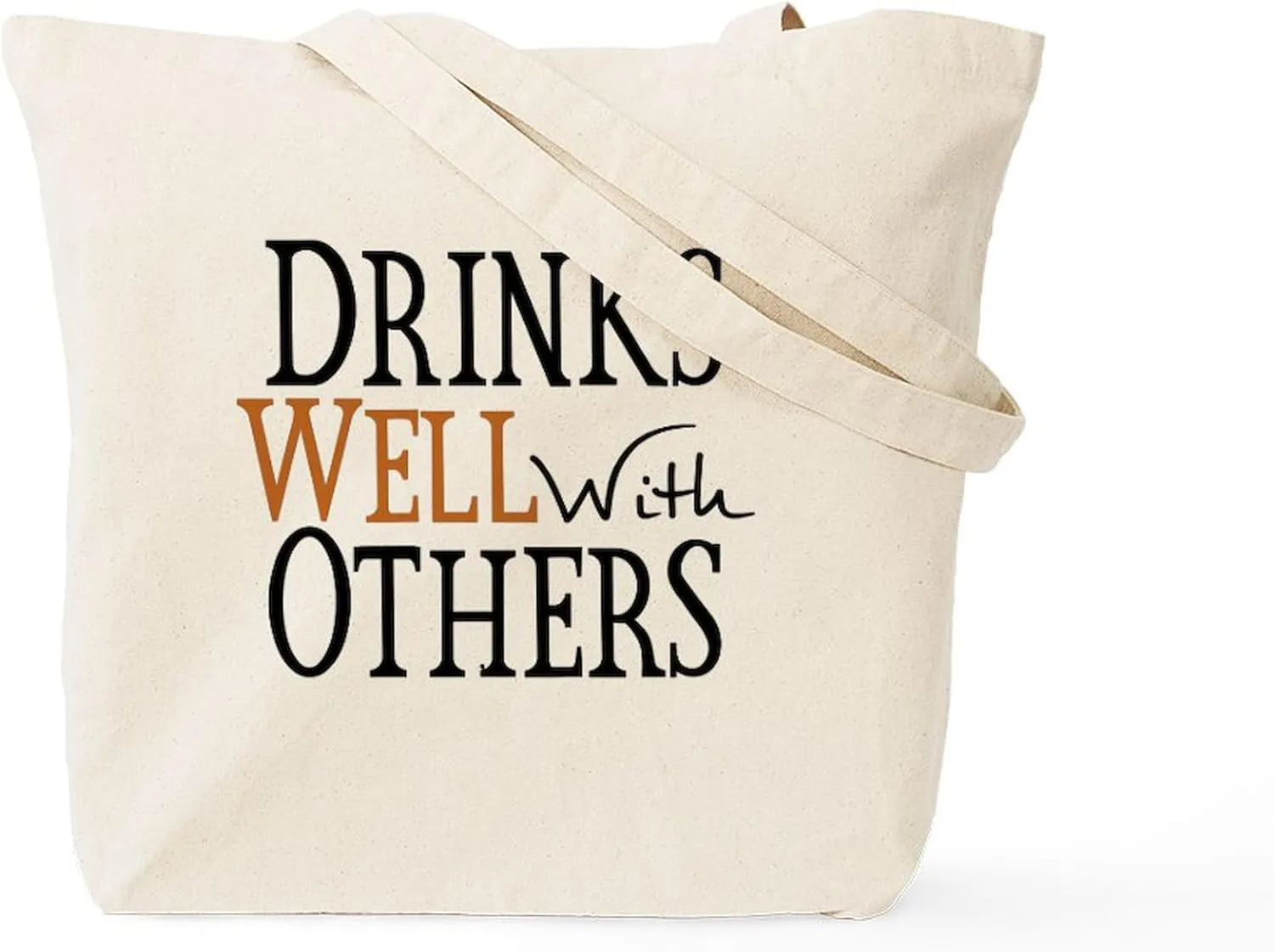 CafePress Drinks Well With Others Tote Bag Natural Canvas Tote Bag, Reusable Shopping Bag