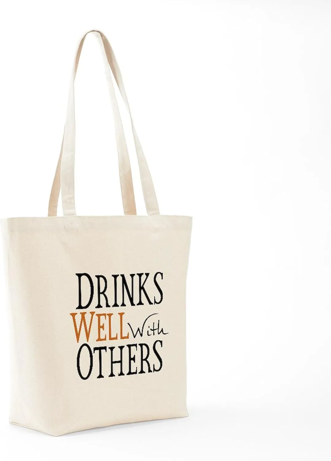 CafePress Drinks Well With Others Tote Bag Natural Canvas Tote Bag, Reusable Shopping Bag