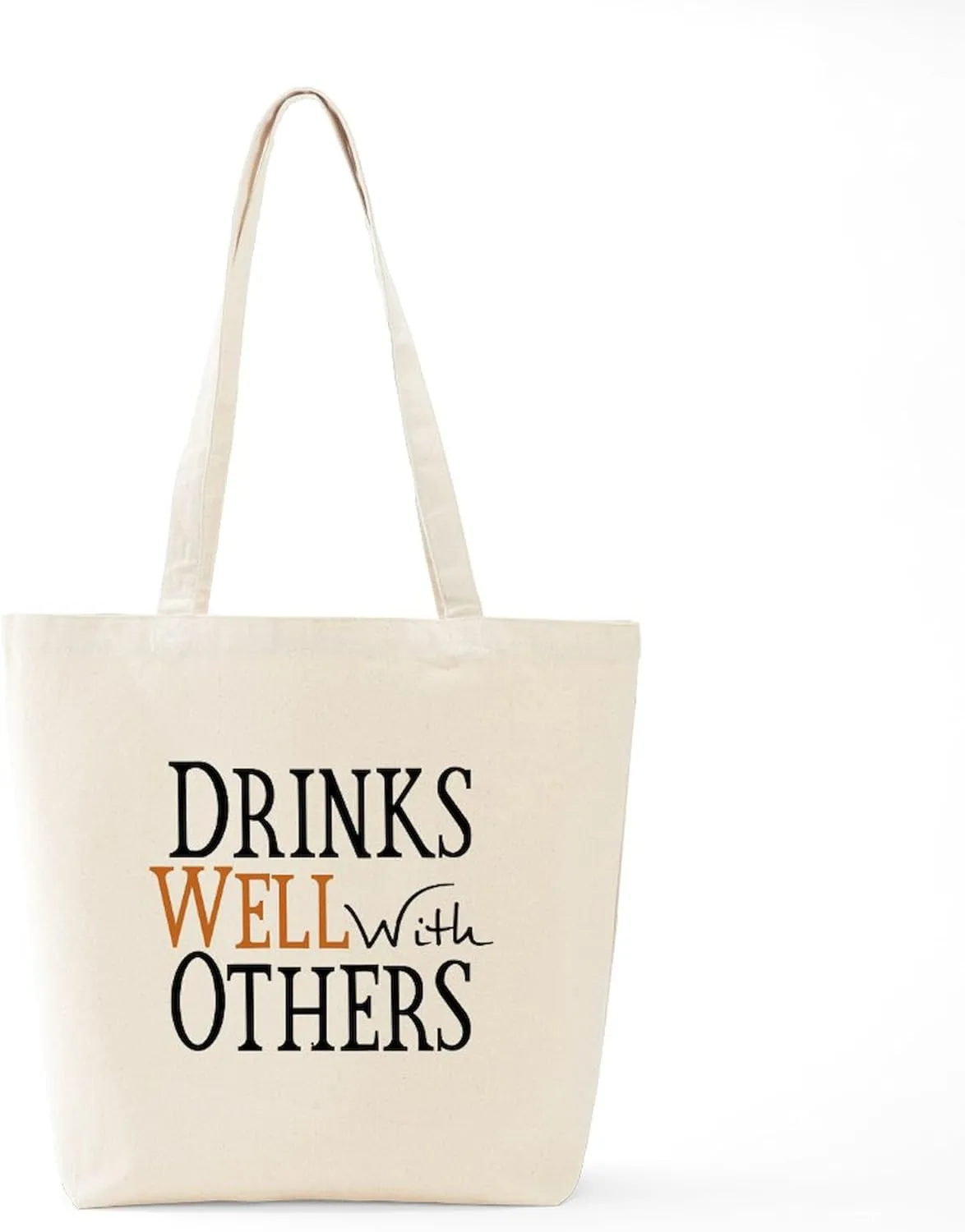 CafePress Drinks Well With Others Tote Bag Natural Canvas Tote Bag, Reusable Shopping Bag