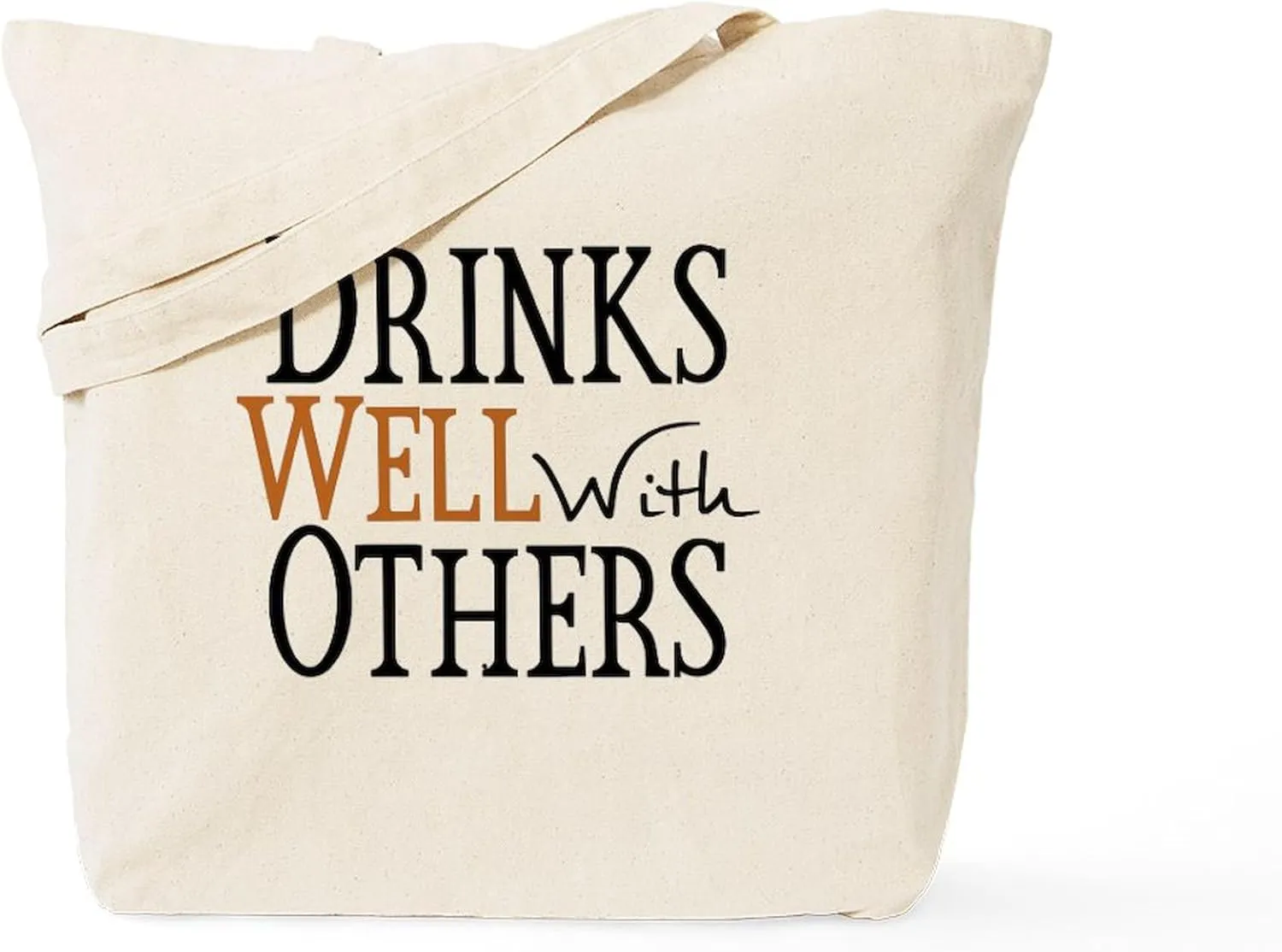 CafePress Drinks Well With Others Tote Bag Natural Canvas Tote Bag, Reusable Shopping Bag
