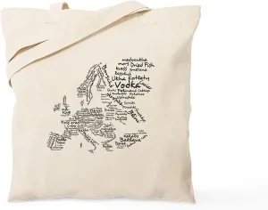 CafePress European Food Map Tote Bag Natural Canvas Tote Bag, Reusable Shopping Bag