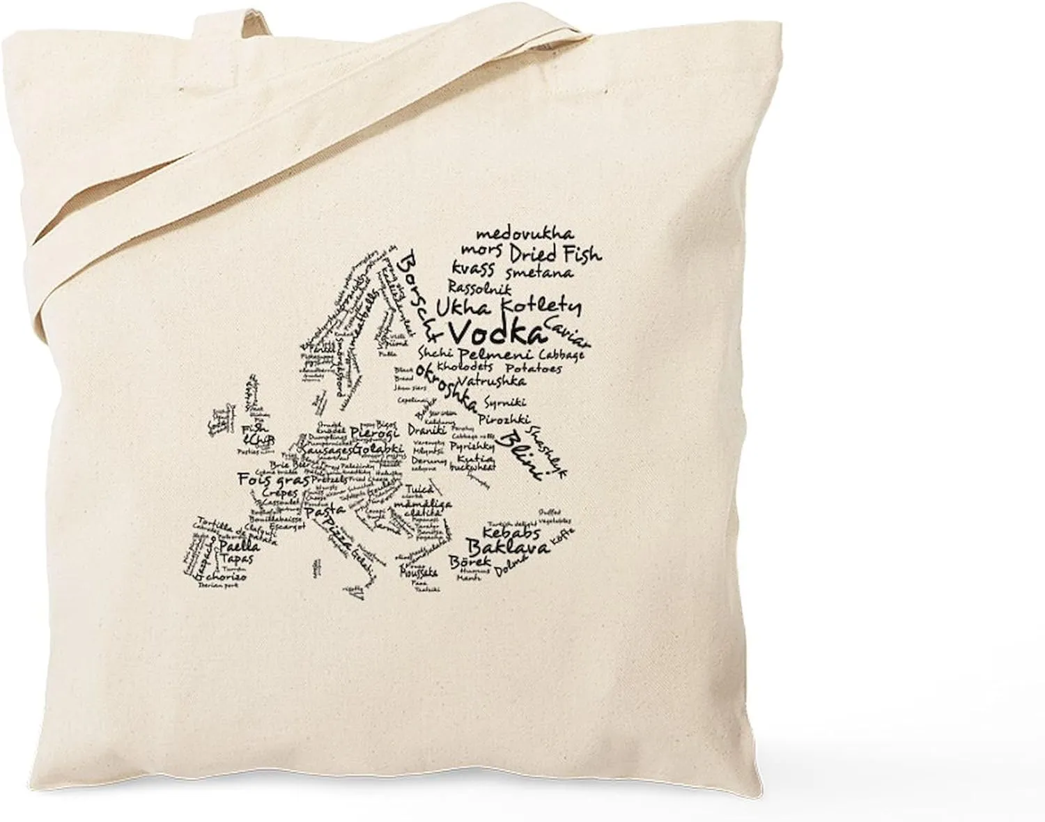 CafePress European Food Map Tote Bag Natural Canvas Tote Bag, Reusable Shopping Bag