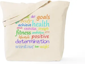 CafePress Fitness Collage Tote Bag Natural Canvas Tote Bag, Reusable Shopping Bag