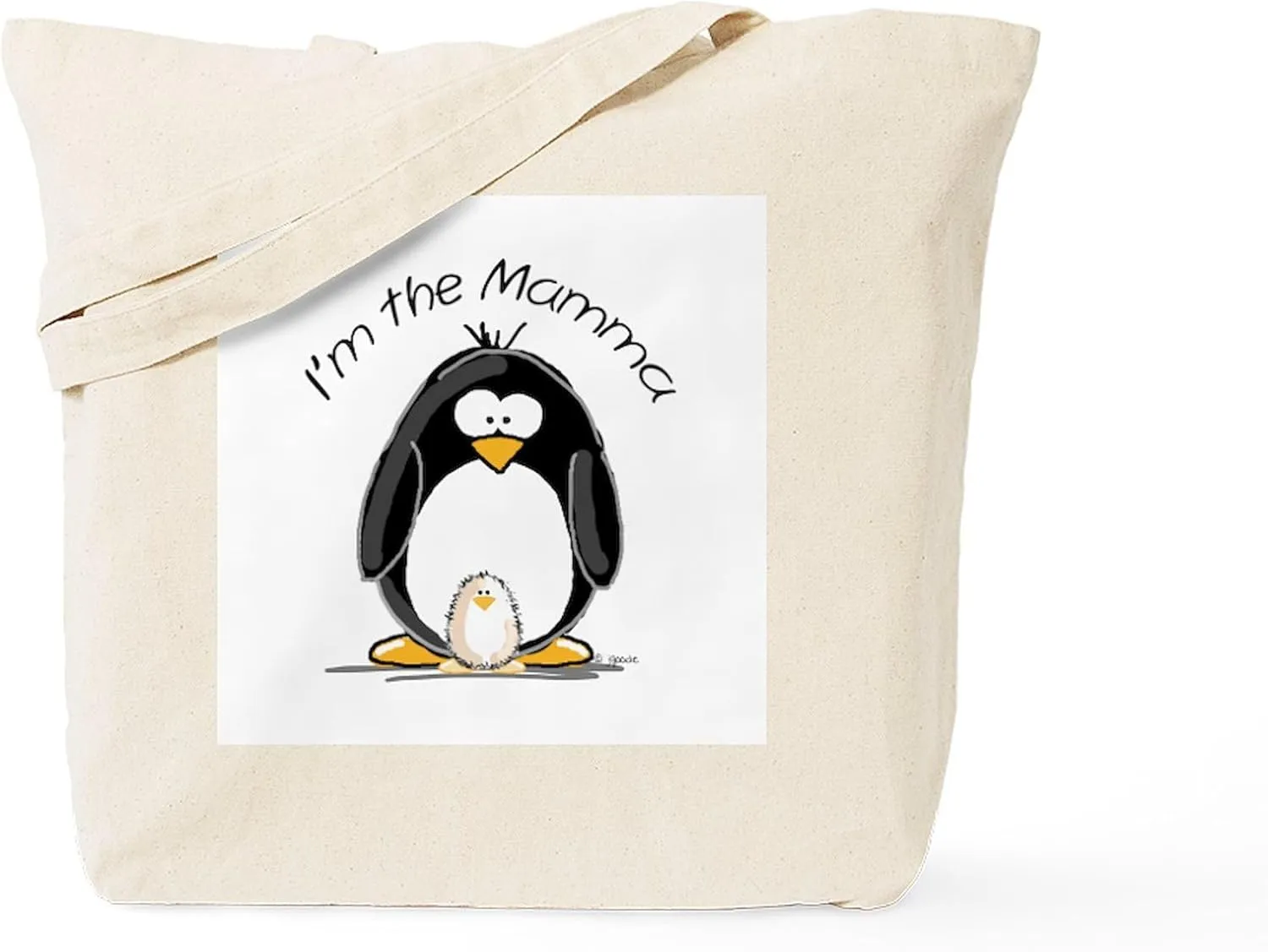 CafePress I Am The Mamma Penguin Tote Bag Natural Canvas Tote Bag, Reusable Shopping Bag