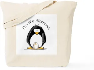 CafePress I Am The Mamma Penguin Tote Bag Natural Canvas Tote Bag, Reusable Shopping Bag