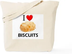 CafePress I Love Biscuits Tote Bag Natural Canvas Tote Bag, Reusable Shopping Bag