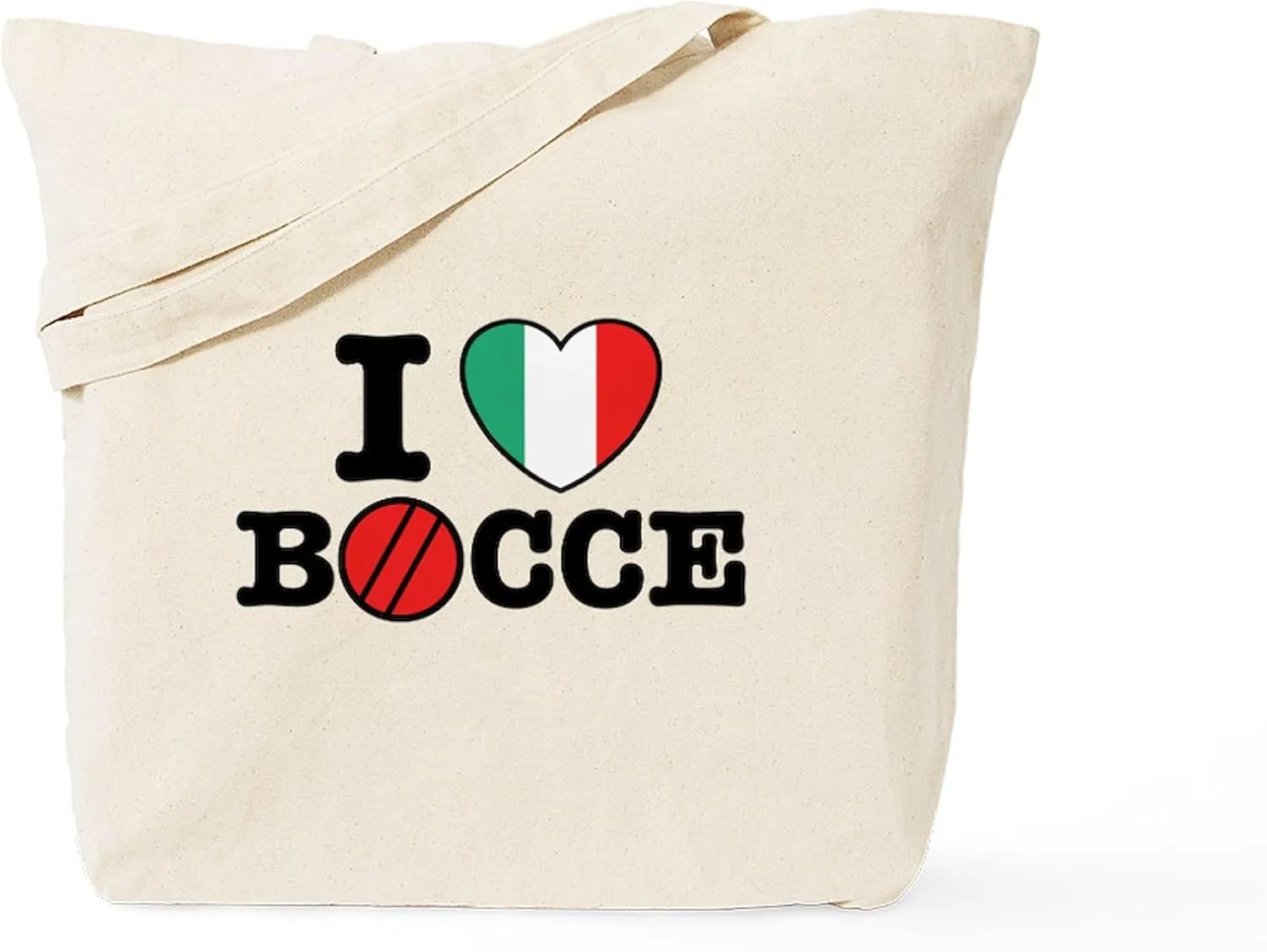 CafePress I Love Bocce Tote Bag Natural Canvas Tote Bag, Reusable Shopping Bag