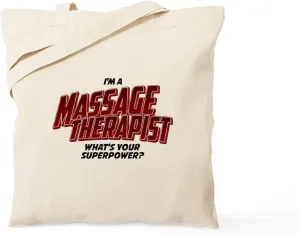 CafePress I'm A Massage Therapist What's Your Super Tote Bag Natural Canvas Tote Bag, Reusable Shopping Bag