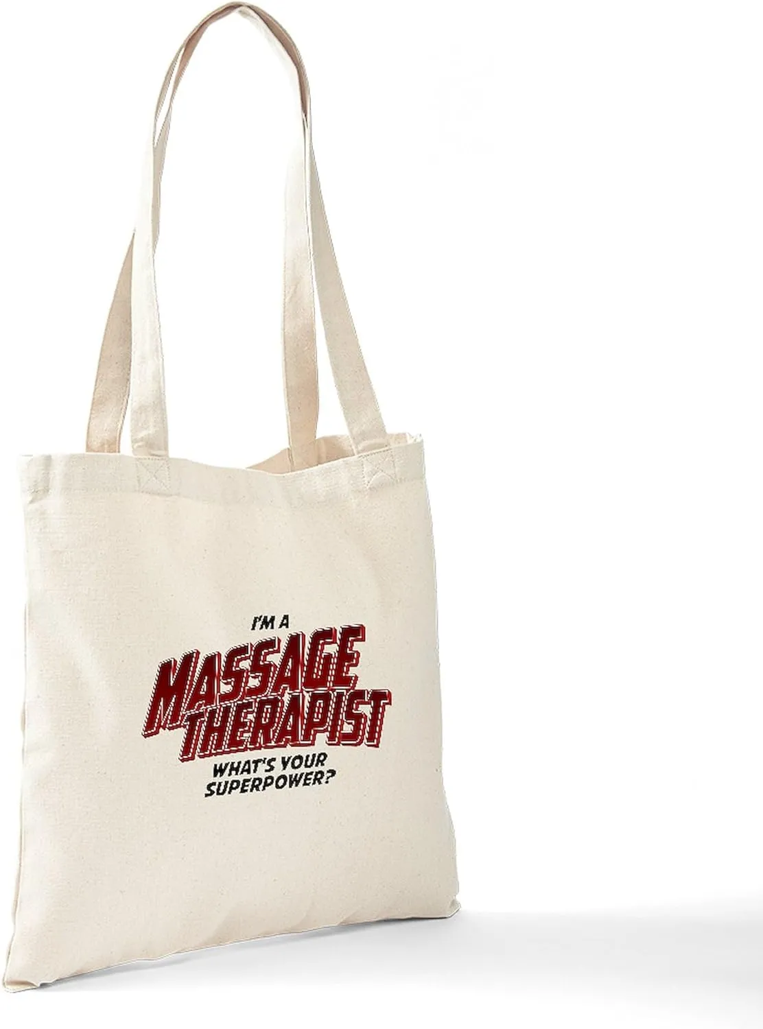 CafePress I'm A Massage Therapist What's Your Super Tote Bag Natural Canvas Tote Bag, Reusable Shopping Bag