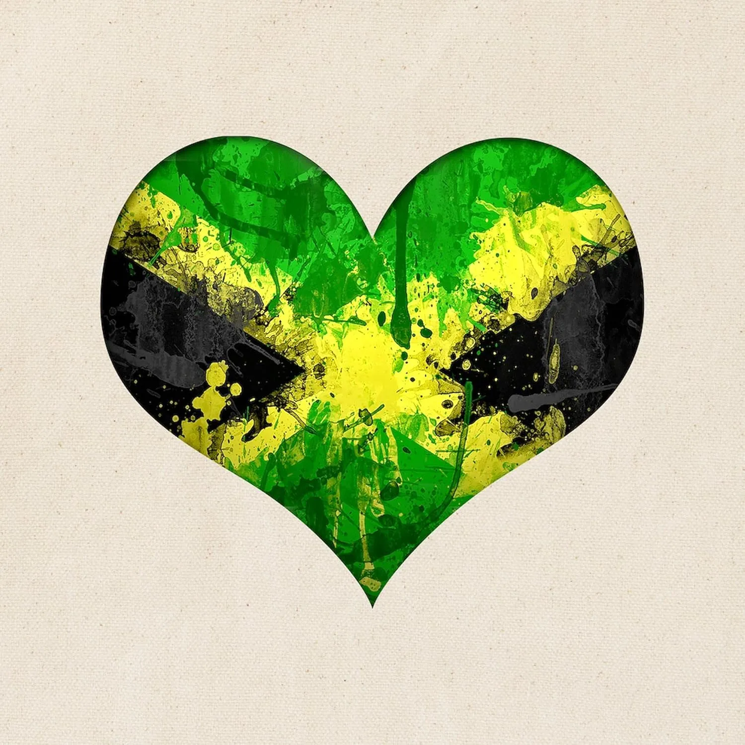CafePress Jamaican Heart Tote Bag Natural Canvas Tote Bag, Reusable Shopping Bag