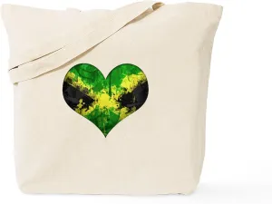 CafePress Jamaican Heart Tote Bag Natural Canvas Tote Bag, Reusable Shopping Bag