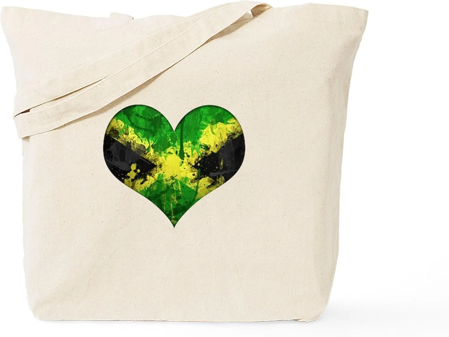 CafePress Jamaican Heart Tote Bag Natural Canvas Tote Bag, Reusable Shopping Bag