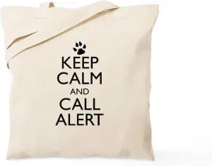 CafePress Keep Calm And Call Alert Tote Bag Natural Canvas Tote Bag, Reusable Shopping Bag