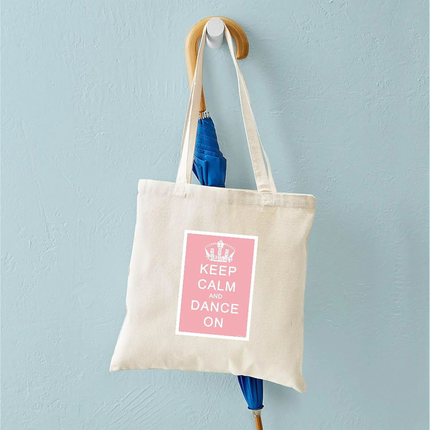 CafePress Keep Calm And Dance On (Pink) Tote Bag Natural Canvas Tote Bag, Reusable Shopping Bag