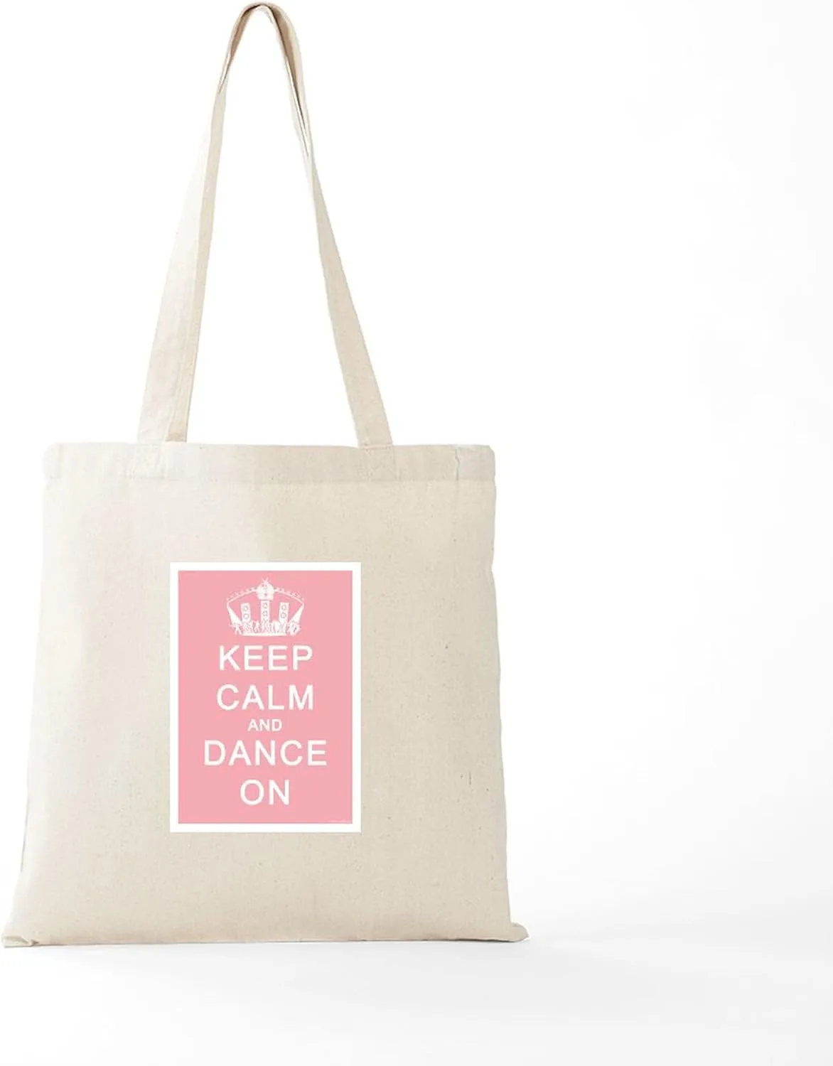 CafePress Keep Calm And Dance On (Pink) Tote Bag Natural Canvas Tote Bag, Reusable Shopping Bag
