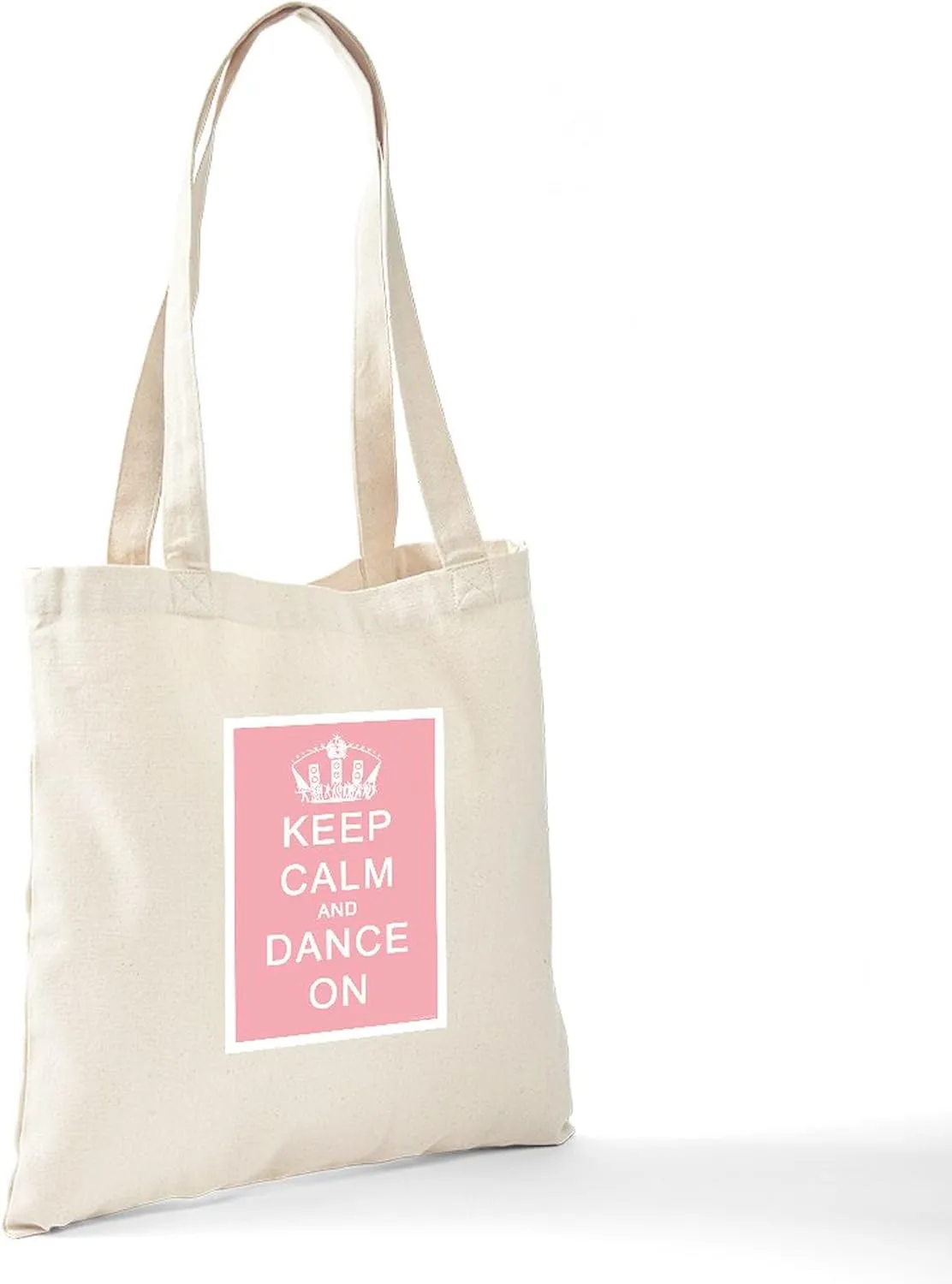 CafePress Keep Calm And Dance On (Pink) Tote Bag Natural Canvas Tote Bag, Reusable Shopping Bag