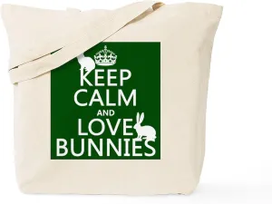 CafePress Keep Calm And Love Bunnies Tote Bag Natural Canvas Tote Bag, Reusable Shopping Bag