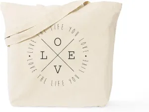 CafePress Love Life Tote Bag Natural Canvas Tote Bag, Reusable Shopping Bag
