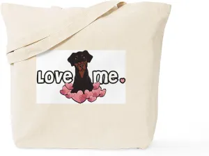 CafePress Love Me Doberman Tote Bag Natural Canvas Tote Bag, Reusable Shopping Bag