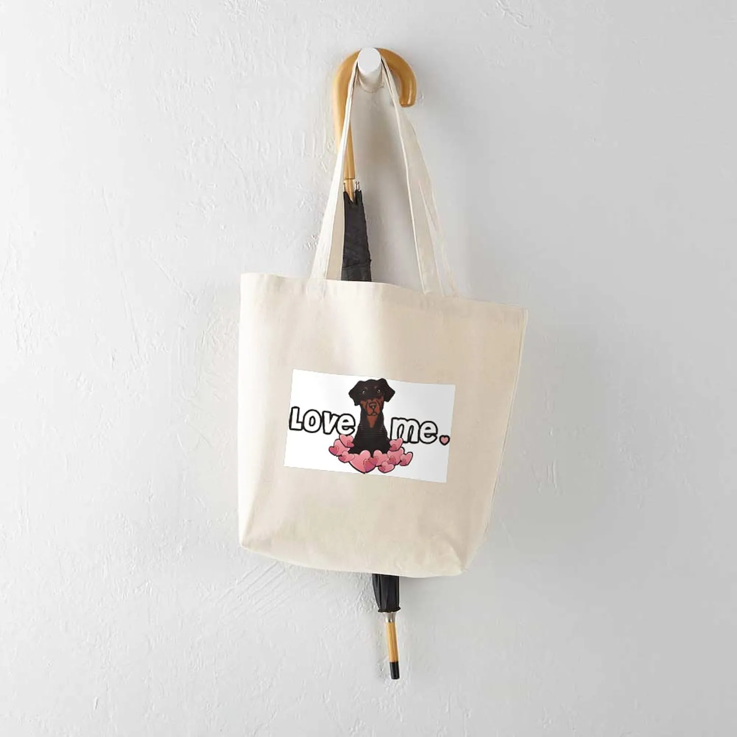 CafePress Love Me Doberman Tote Bag Natural Canvas Tote Bag, Reusable Shopping Bag