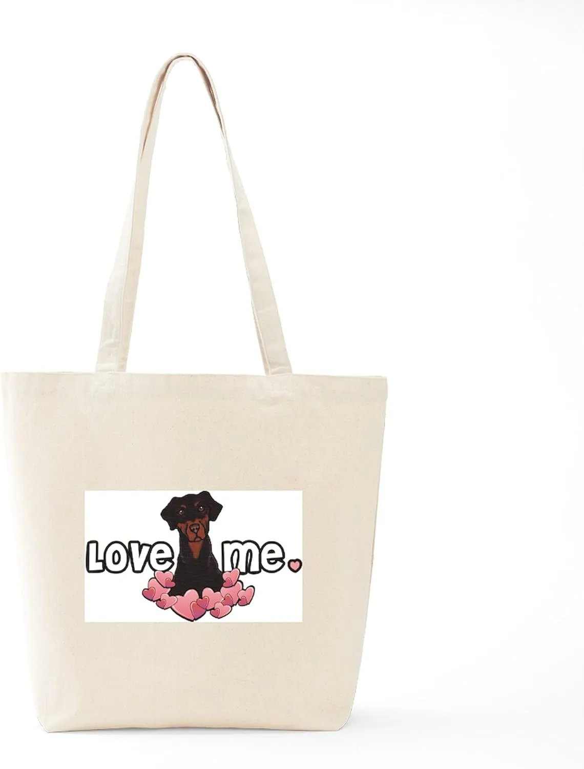 CafePress Love Me Doberman Tote Bag Natural Canvas Tote Bag, Reusable Shopping Bag