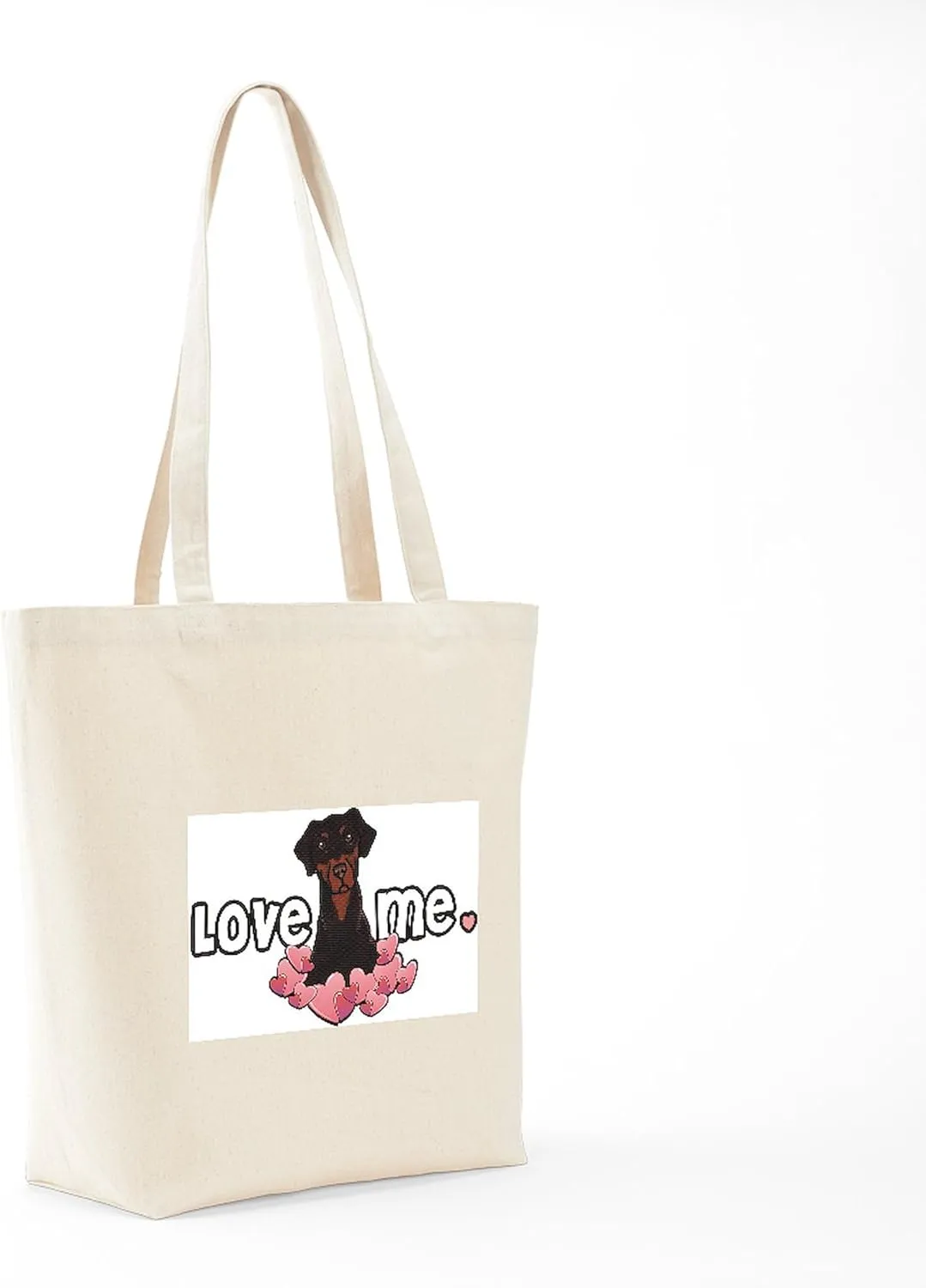 CafePress Love Me Doberman Tote Bag Natural Canvas Tote Bag, Reusable Shopping Bag