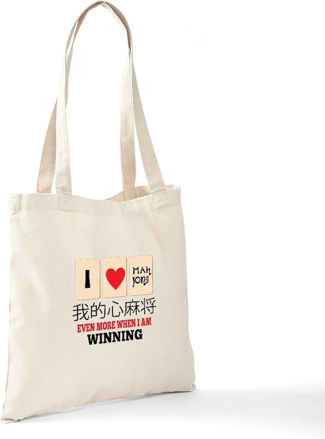 CafePress Mah Jong & Winning Tote Bag Natural Canvas Tote Bag, Reusable Shopping Bag