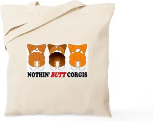 CafePress Mix Pembroke Butts Tote Bag Natural Canvas Tote Bag, Reusable Shopping Bag