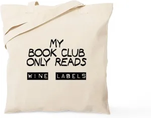 CafePress My Book Club Reads Wine Labels Tote Bag Natural Canvas Tote Bag, Reusable Shopping Bag
