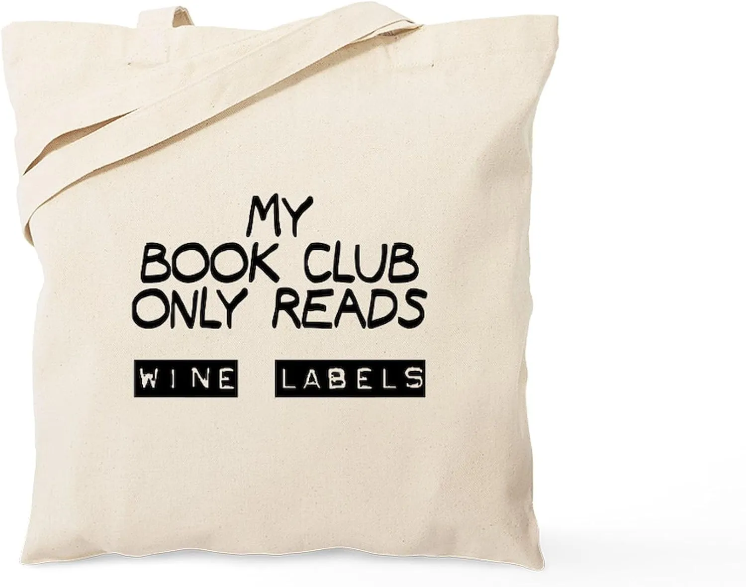 CafePress My Book Club Reads Wine Labels Tote Bag Natural Canvas Tote Bag, Reusable Shopping Bag