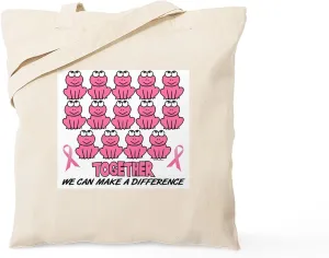 CafePress Pink Frogs 1 Tote Bag Natural Canvas Tote Bag, Reusable Shopping Bag