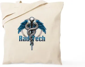 CafePress Rad Tech Caduceus Blue Tote Bag Natural Canvas Tote Bag, Reusable Shopping Bag