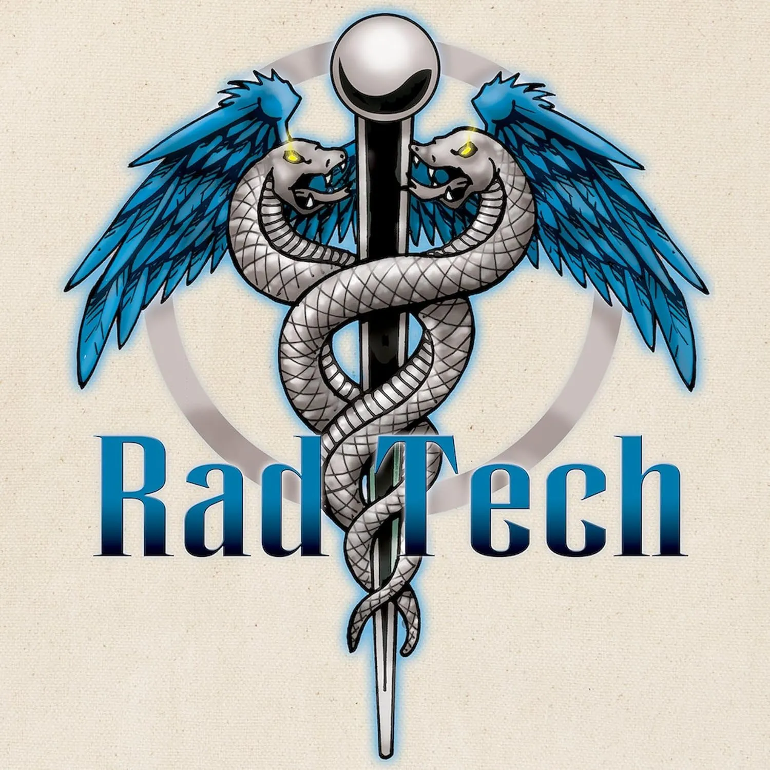 CafePress Rad Tech Caduceus Blue Tote Bag Natural Canvas Tote Bag, Reusable Shopping Bag