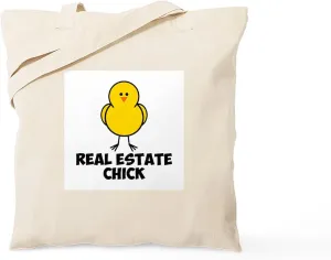 CafePress Real Estate Chick Tote Bag Natural Canvas Tote Bag, Reusable Shopping Bag