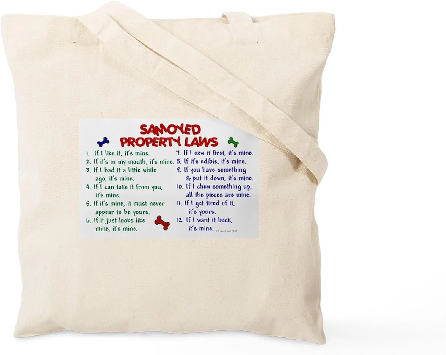 CafePress Samoyed Property Laws 2 Tote Bag Natural Canvas Tote Bag, Reusable Shopping Bag