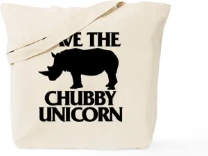CafePress Save The Chubby Unicorn Tote Bag Natural Canvas Tote Bag, Reusable Shopping Bag