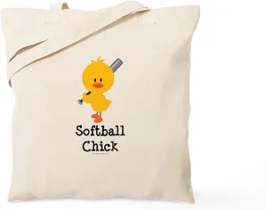 CafePress Softball Chick Tote Bag Natural Canvas Tote Bag, Reusable Shopping Bag
