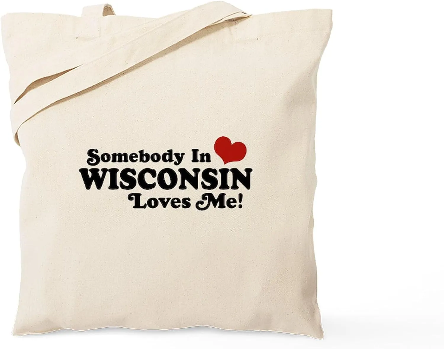 CafePress Somebody In Wisconsin Loves Me Tote Bag Natural Canvas Tote Bag, Reusable Shopping Bag
