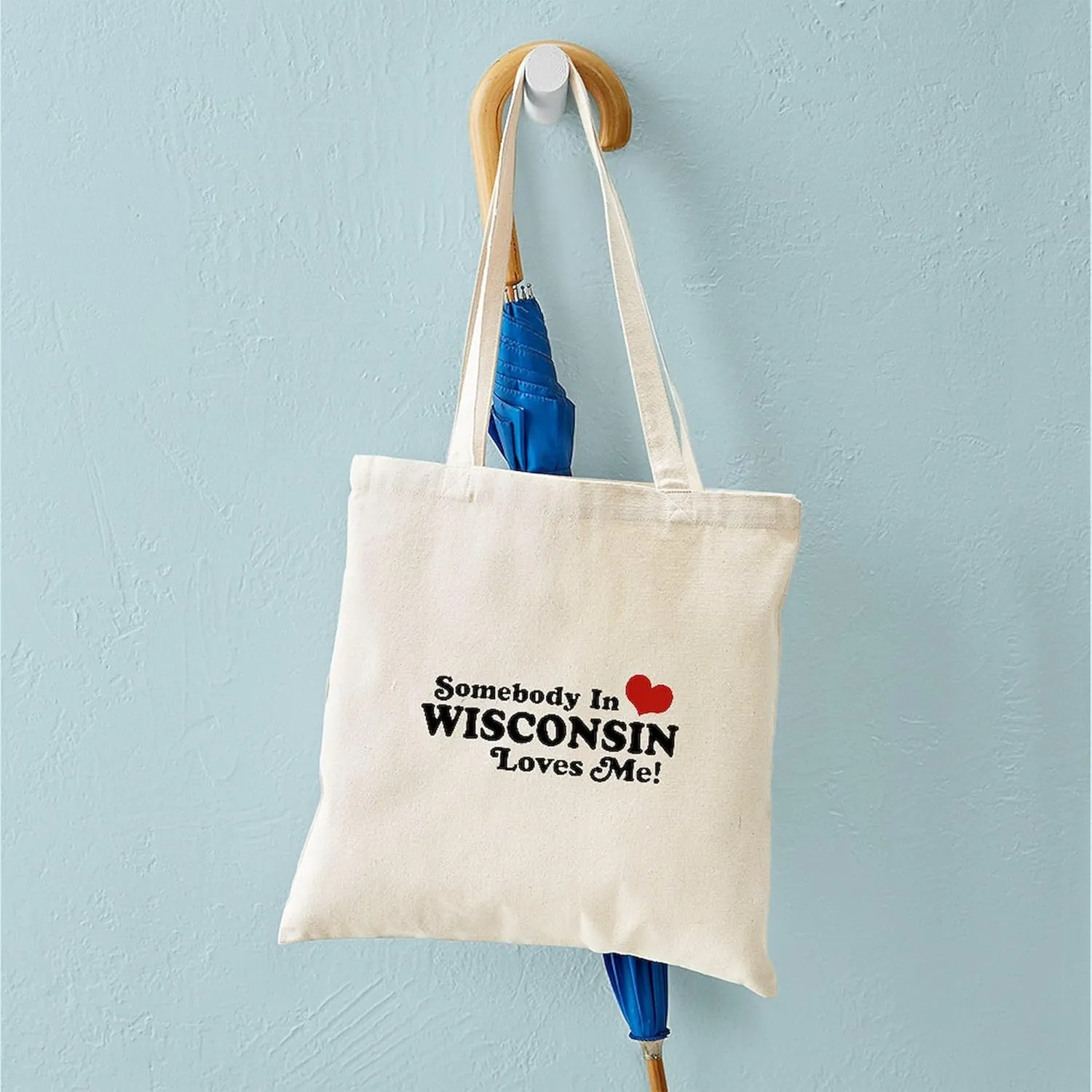 CafePress Somebody In Wisconsin Loves Me Tote Bag Natural Canvas Tote Bag, Reusable Shopping Bag