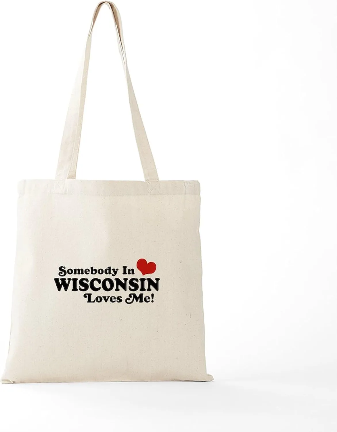 CafePress Somebody In Wisconsin Loves Me Tote Bag Natural Canvas Tote Bag, Reusable Shopping Bag