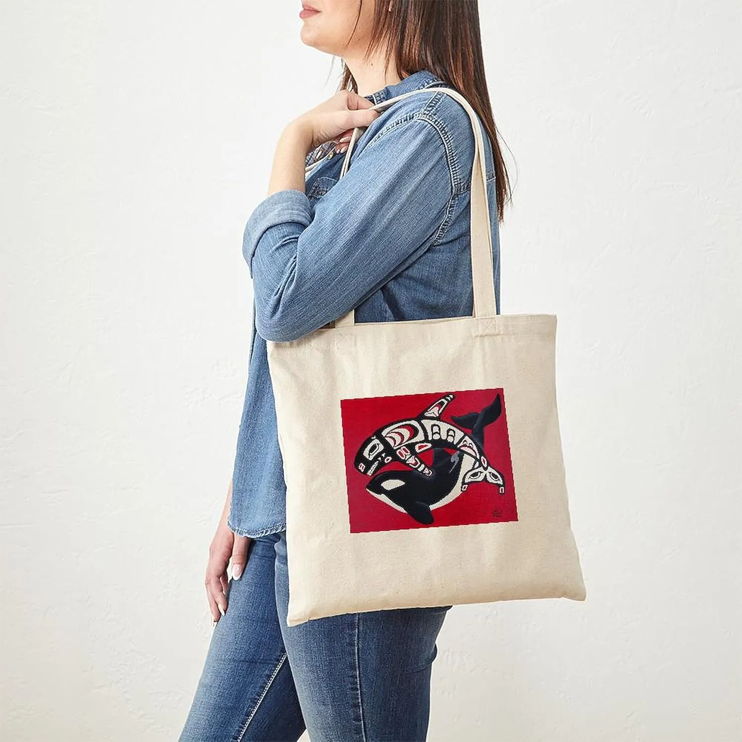 CafePress Spirit Of The Orca Tote Bag Natural Canvas Tote Bag, Reusable Shopping Bag