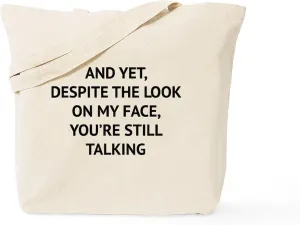 CafePress Still Talking Tote Bag Natural Canvas Tote Bag, Reusable Shopping Bag