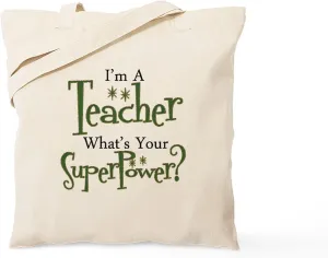 CafePress Super Teacher Tote Bag Natural Canvas Tote Bag, Reusable Shopping Bag