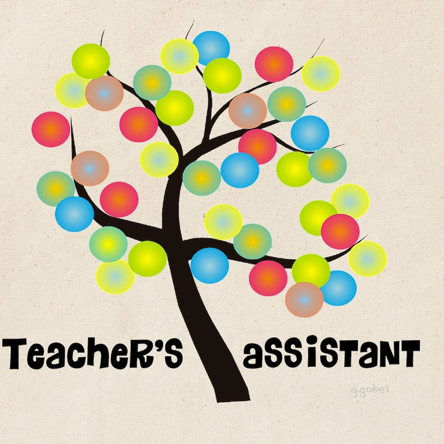 CafePress Teachers Assistant Tree Bubbles Tote Bag Natural Canvas Tote Bag, Reusable Shopping Bag