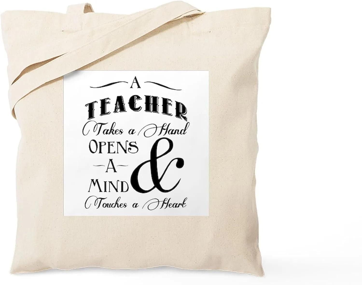 CafePress Teachers Open Minds Tote Bag Natural Canvas Tote Bag, Reusable Shopping Bag