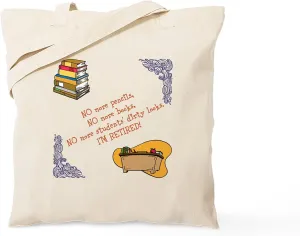 CafePress Teacher's Retirement Tote Bag Natural Canvas Tote Bag, Reusable Shopping Bag